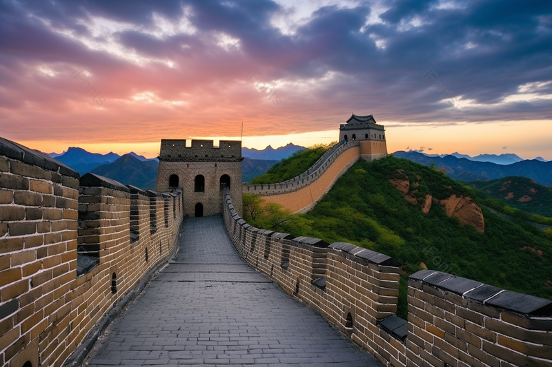 落日夕阳下的雄伟长城摄影实拍,高清,摄影图,摄影图片,图片大全,摄影图免费下载